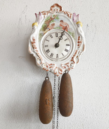 Jugendstil porzellan wanduhr - porzellan,